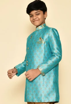 Woven Art Silk Jaquard Kurta in Sky Blue