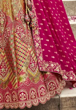 Woven Art Silk Lehenga in Multicolor