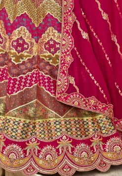 Woven Art Silk Lehenga in Multicolor