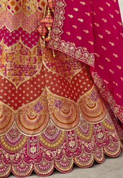 Woven Art Silk Lehenga in Multicolor