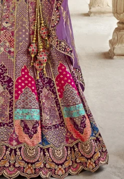 Woven Art Silk Lehenga in Multicolor