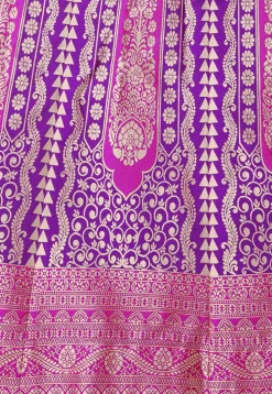 Woven Art Silk Lehenga in Purple