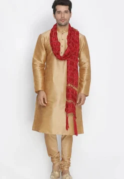 Woven Art Silk Men Stole in Maroon