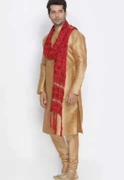 Woven Art Silk Men Stole in Maroon