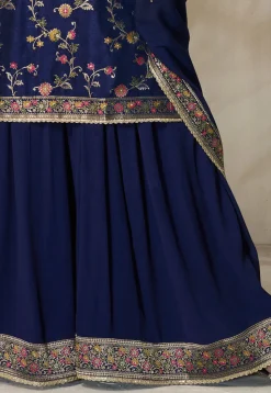 Woven Art Silk Pakistani Suit in Navy Blue