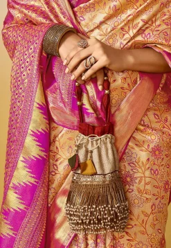 Woven Art Silk Saree in Beige