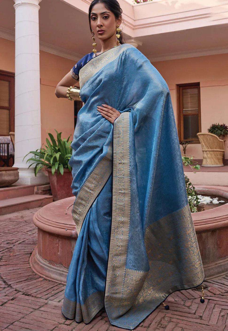 Woven Art Silk Saree in Blue