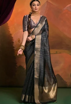 Woven Art Silk Saree in Black