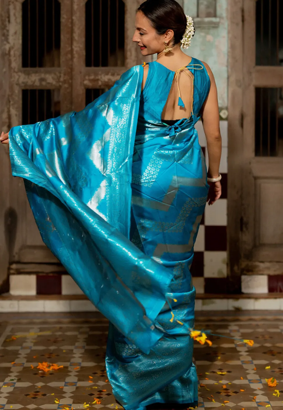 Woven Art Silk Saree in Blue
