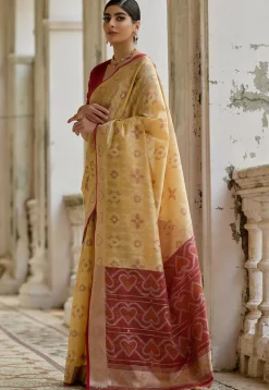 Woven Art Silk Saree in Beige