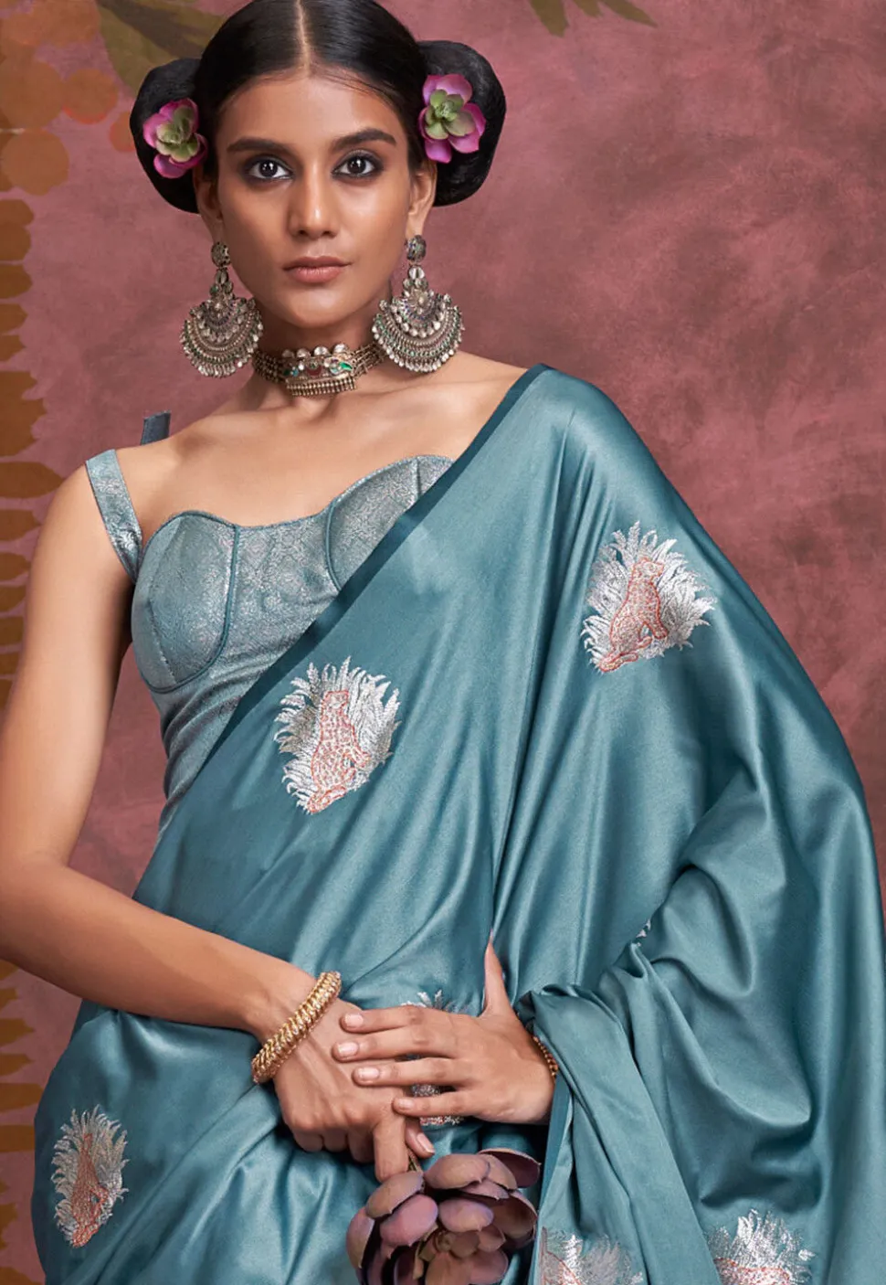 Woven Art Silk Saree in Blue