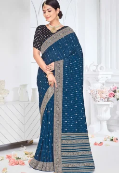 Woven Art Silk Saree in Blue