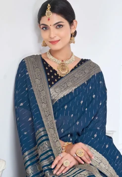Woven Art Silk Saree in Blue
