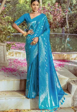 Woven Art Silk Saree in Blue