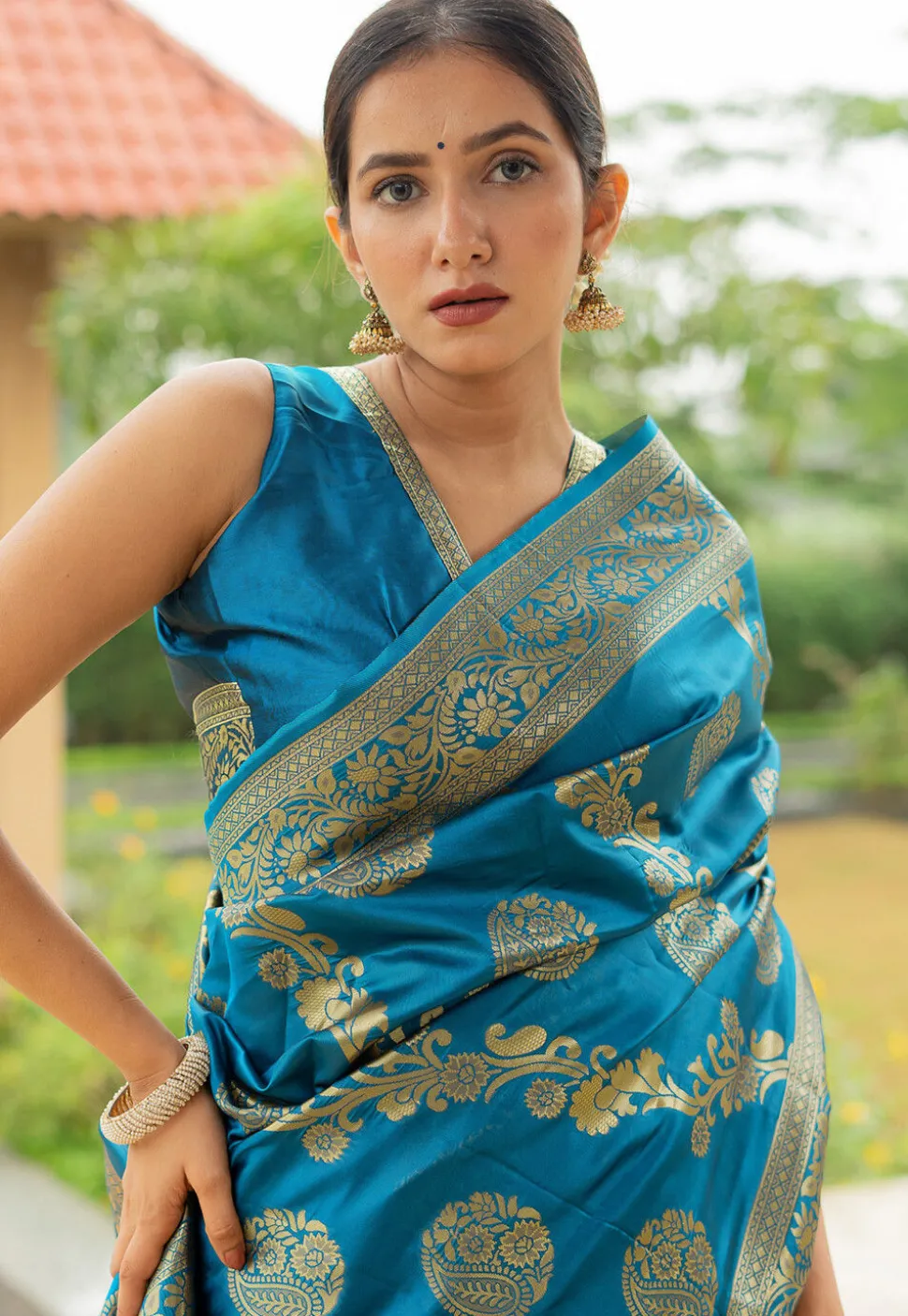 Woven Art Silk Saree in Blue