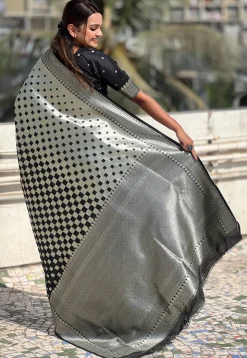 Woven Art Silk Saree in Black