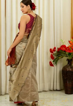 Woven Art Silk Saree in Beige