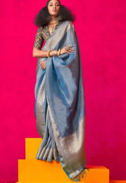 Woven Art Silk Saree in Blue