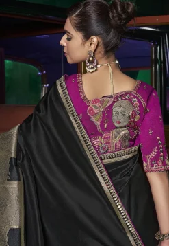 Woven Art Silk Saree in Black
