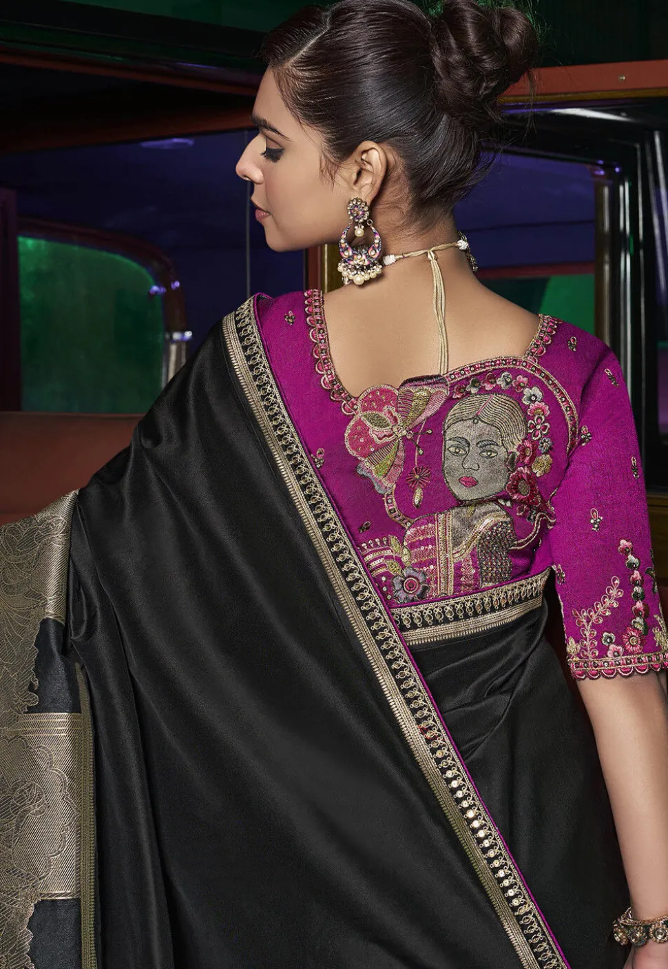 Woven Art Silk Saree in Black
