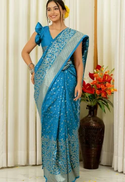 Woven Art Silk Saree in Blue