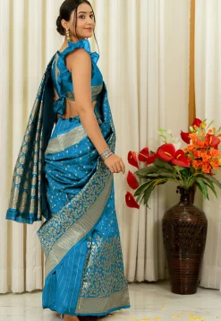 Woven Art Silk Saree in Blue