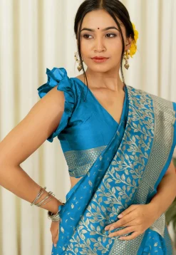 Woven Art Silk Saree in Blue
