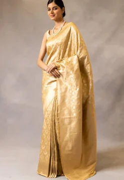 Woven Art Silk Saree in Beige