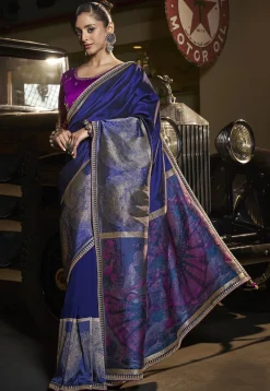 Woven Art Silk Saree in Blue