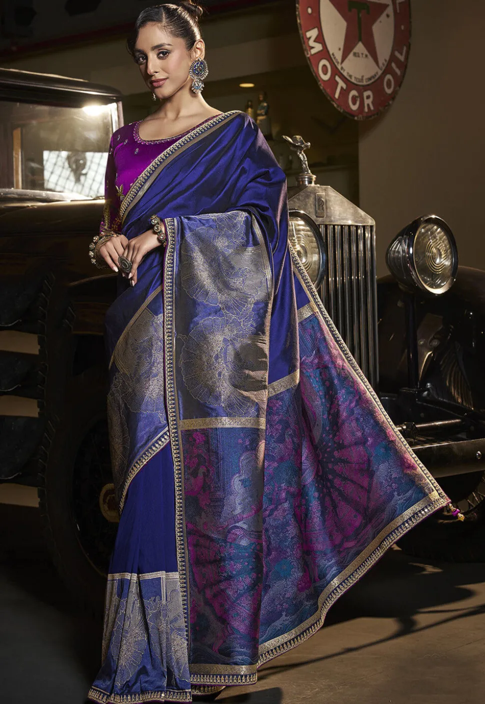 Woven Art Silk Saree in Blue