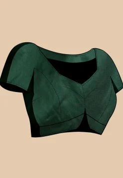 Woven Art Silk Saree in Dark Green