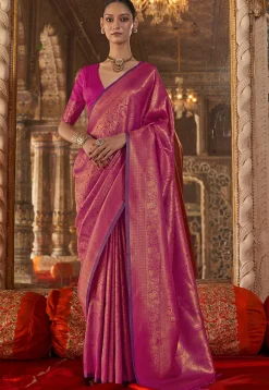 Woven Art Silk Saree in Fuchsia