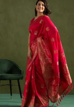 Woven Art Silk Saree in Fuchsia