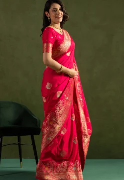 Woven Art Silk Saree in Fuchsia