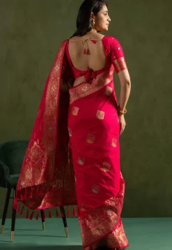 Woven Art Silk Saree in Fuchsia
