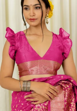 Woven Art Silk Saree in Fuchsia