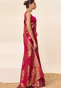 Woven Art Silk Saree in Fuchsia