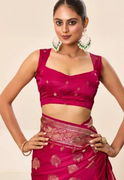 Woven Art Silk Saree in Fuchsia