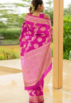 Woven Art Silk Saree in Fuchsia