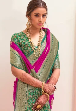 Woven Art Silk Saree in Fuchsia