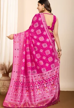 Woven Art Silk Saree in Fuchsia
