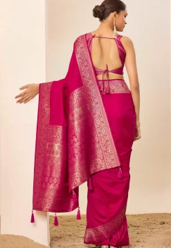 Woven Art Silk Saree in Fuchsia