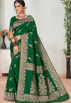 Woven Art Silk Saree in Green