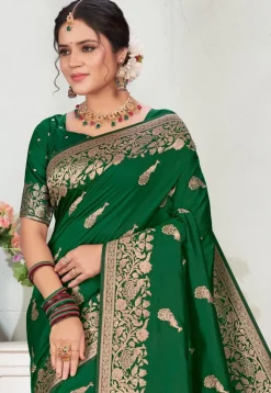 Woven Art Silk Saree in Green