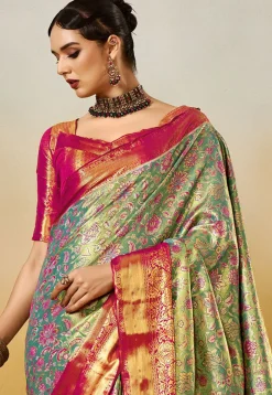 Woven Art Silk Saree in Green