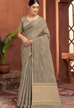 Woven Art Silk Saree in Grey