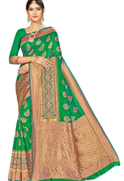 Woven Art Silk Saree in Green