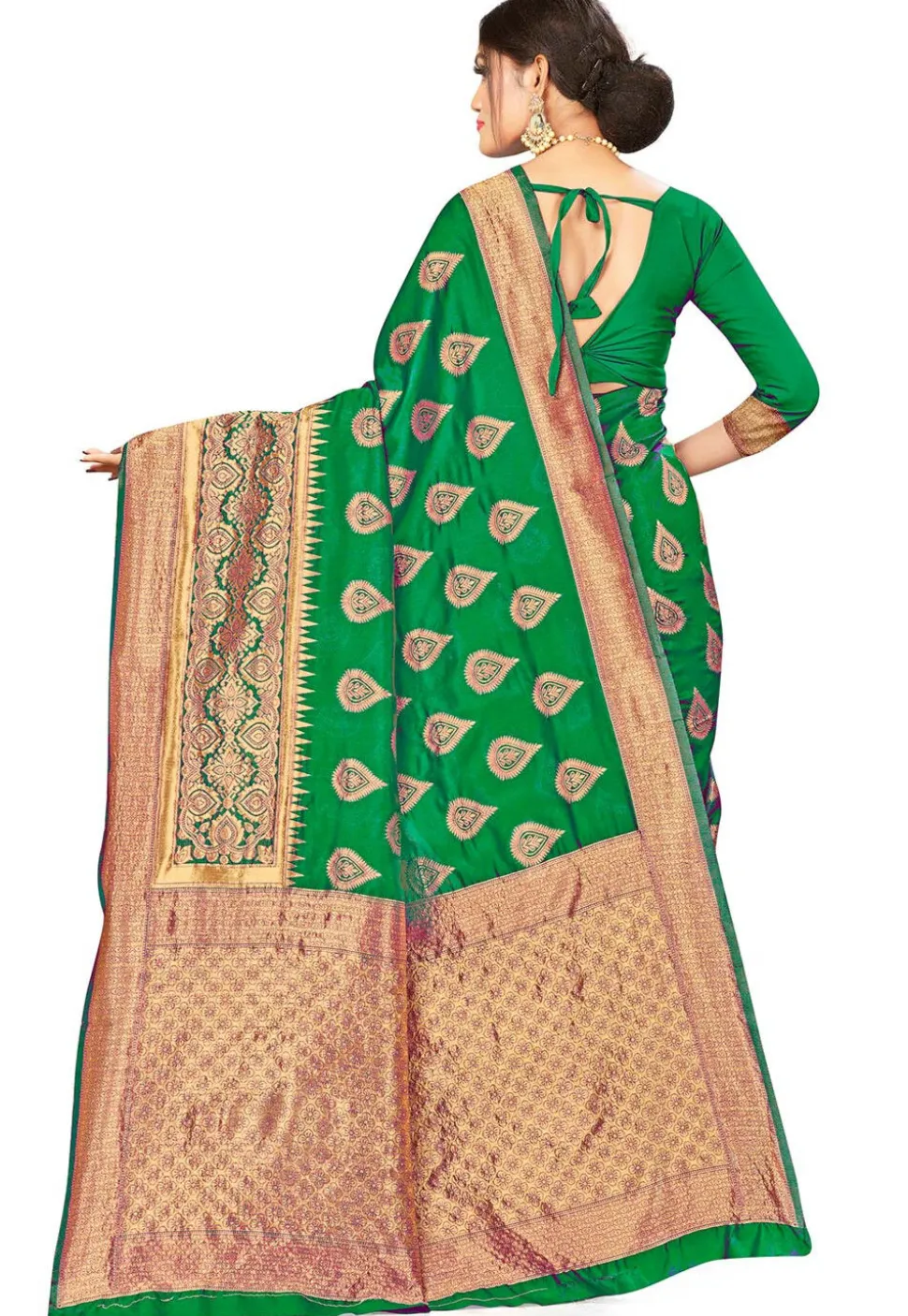 Woven Art Silk Saree in Green