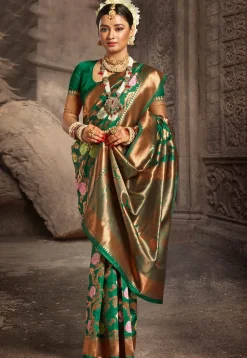 Woven Art Silk Saree in Green