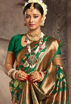 Woven Art Silk Saree in Green